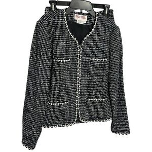 VTG Maggy London Petites Navy and White Tweed Skirt Suit